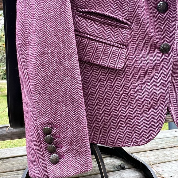 Banana Republic Tweed Blazer Women's Jacket Wine - Purple Wool Blend - Picture 2 of 13